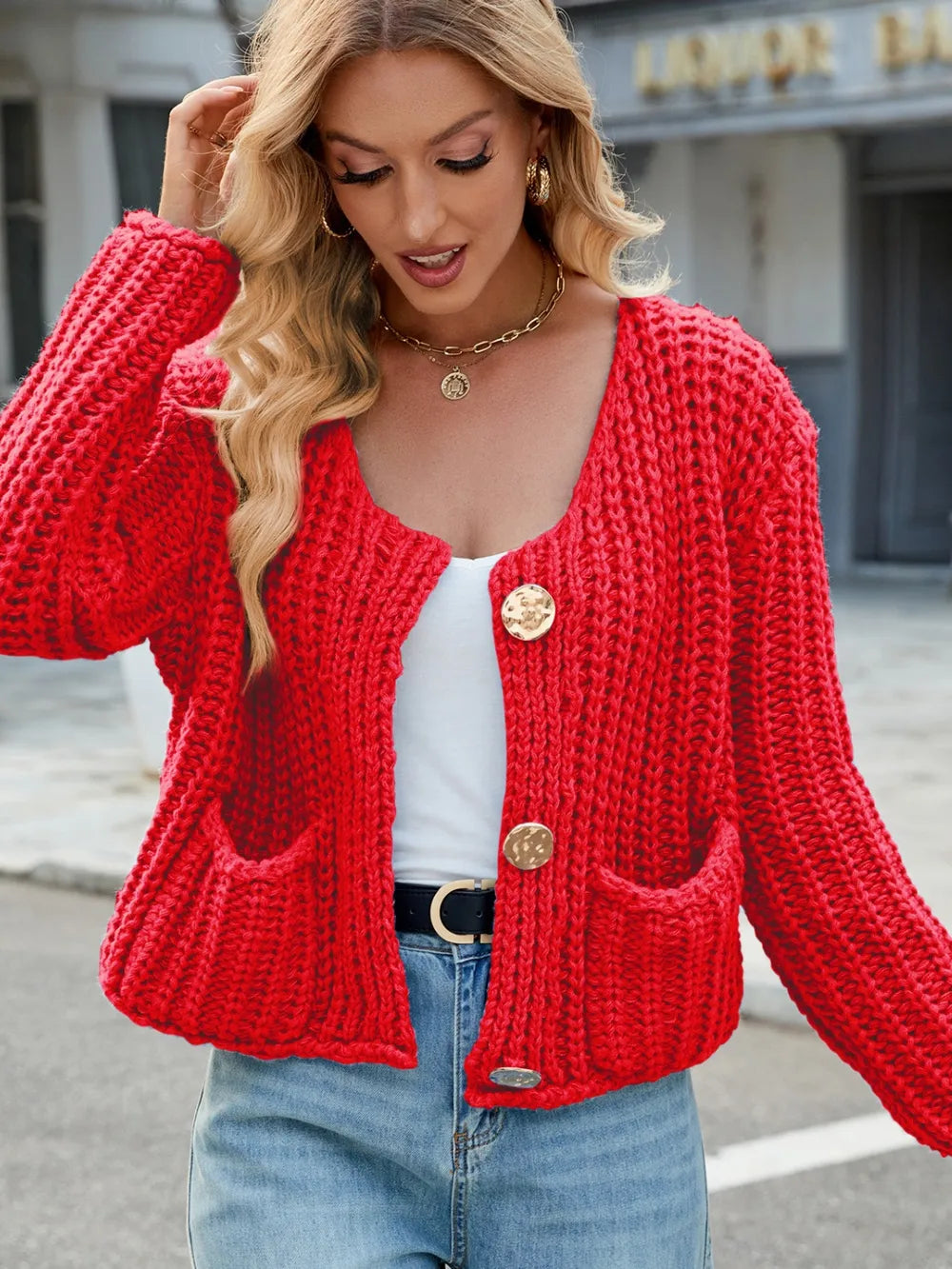 Round Neck Button Up Cardigan Pockets (19)