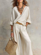 Full Size Loose Fit Top Wide-leg Pants Set Plus (3)
