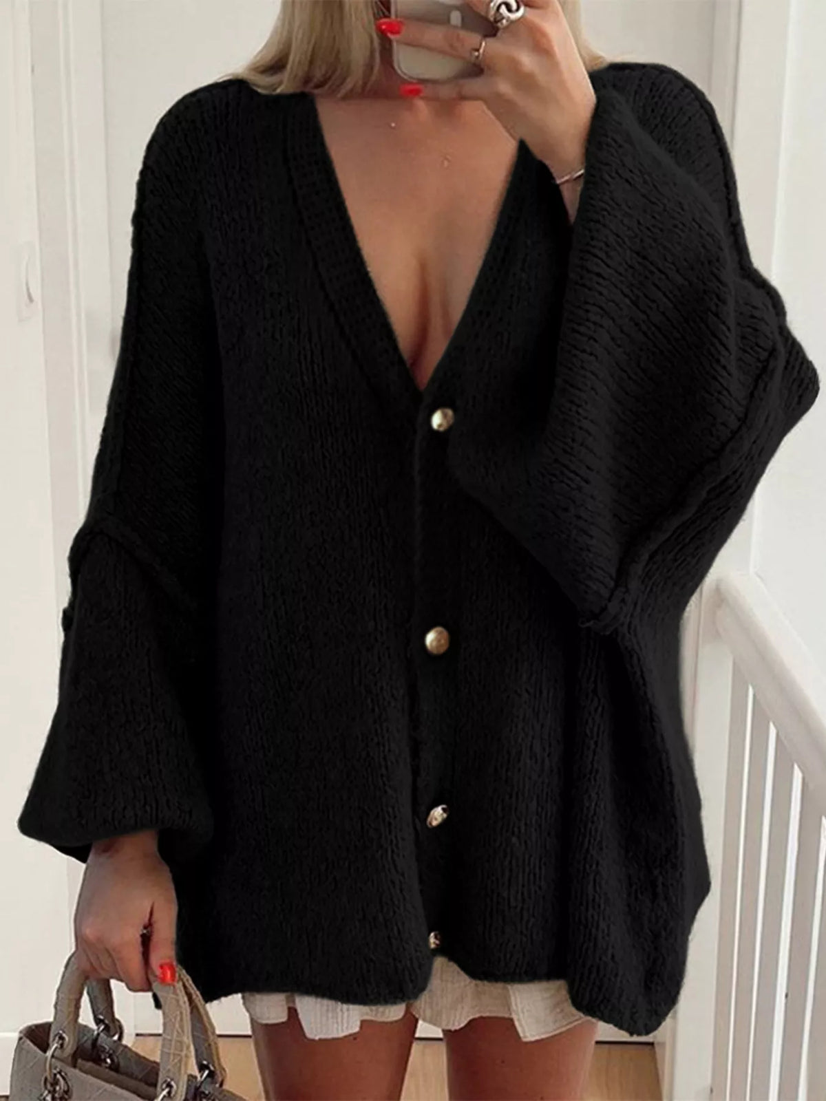 Oversized Knit Button Up Cardigan (8)