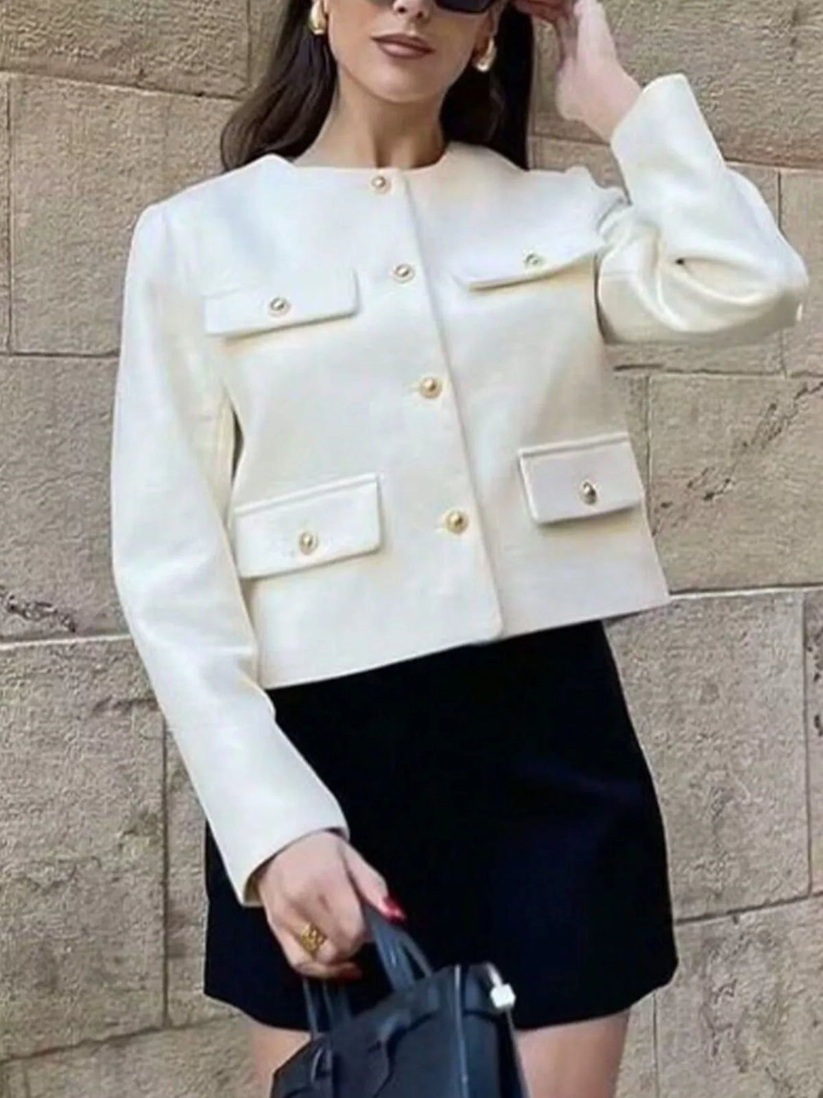 Tweed Button Up Cropped Outerwear (11)