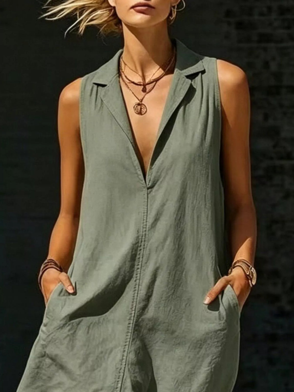 Sleeveless Maxi Dress Side Pockets (8)