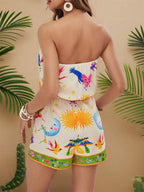 Floral Print Strapless Elastic Waist Romper (22)