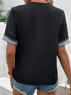 Full Size V-neck Short Sleeve Blouse (7)
