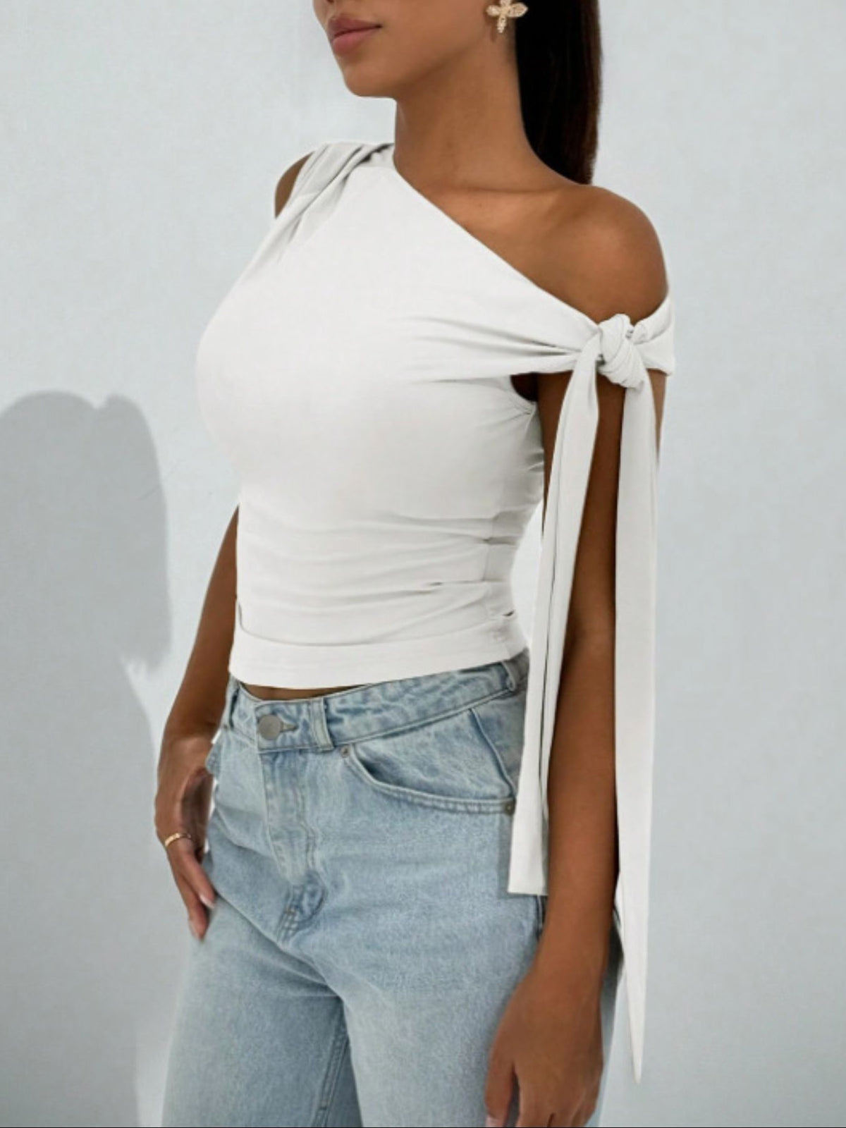 One-shoulder Tie Detail Top (13)