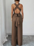 Sleeveless V-neck Wide-leg Jumpsuit O-ring Detail (12)
