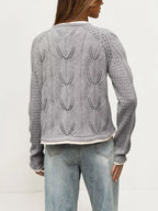 Hollow-out Knit Button-down Cardigan (9)