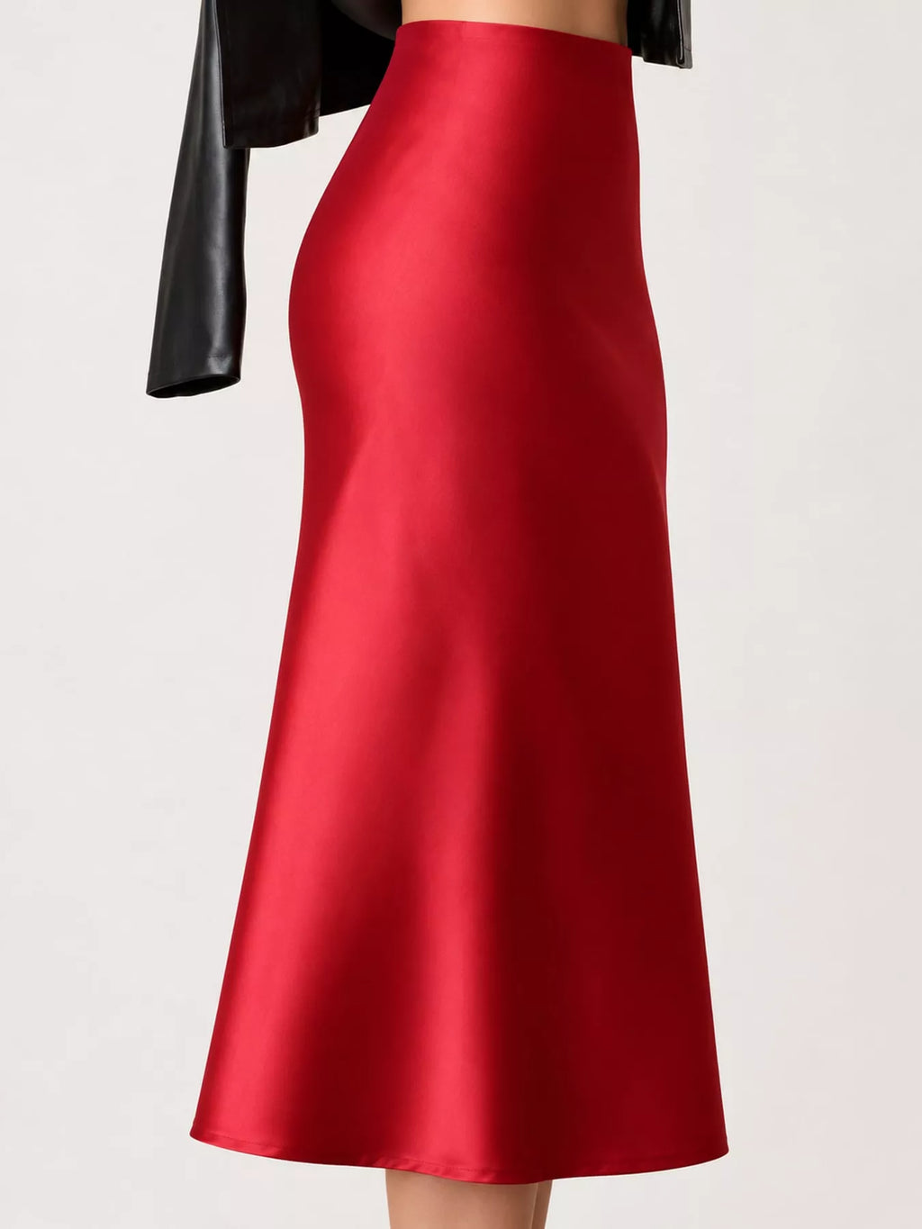 High-waisted Satin Midi Skirt (19)