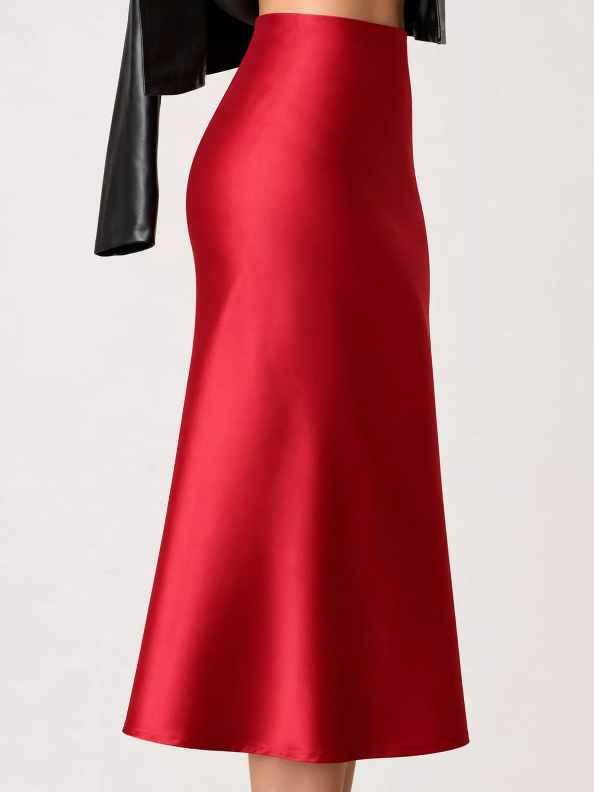 High-waisted Satin Midi Skirt (19)