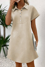 Button Front Short Sleeve Mini Dress (3)