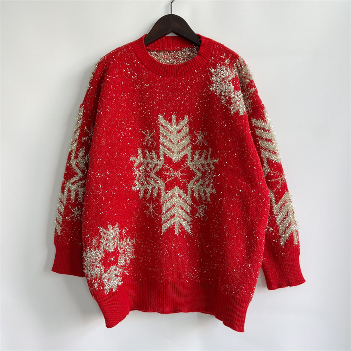 Snowflake Pattern Long Sleeve Sweater (4)