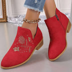 Embroidered Suede Point Toe Block Heel Boots (5)