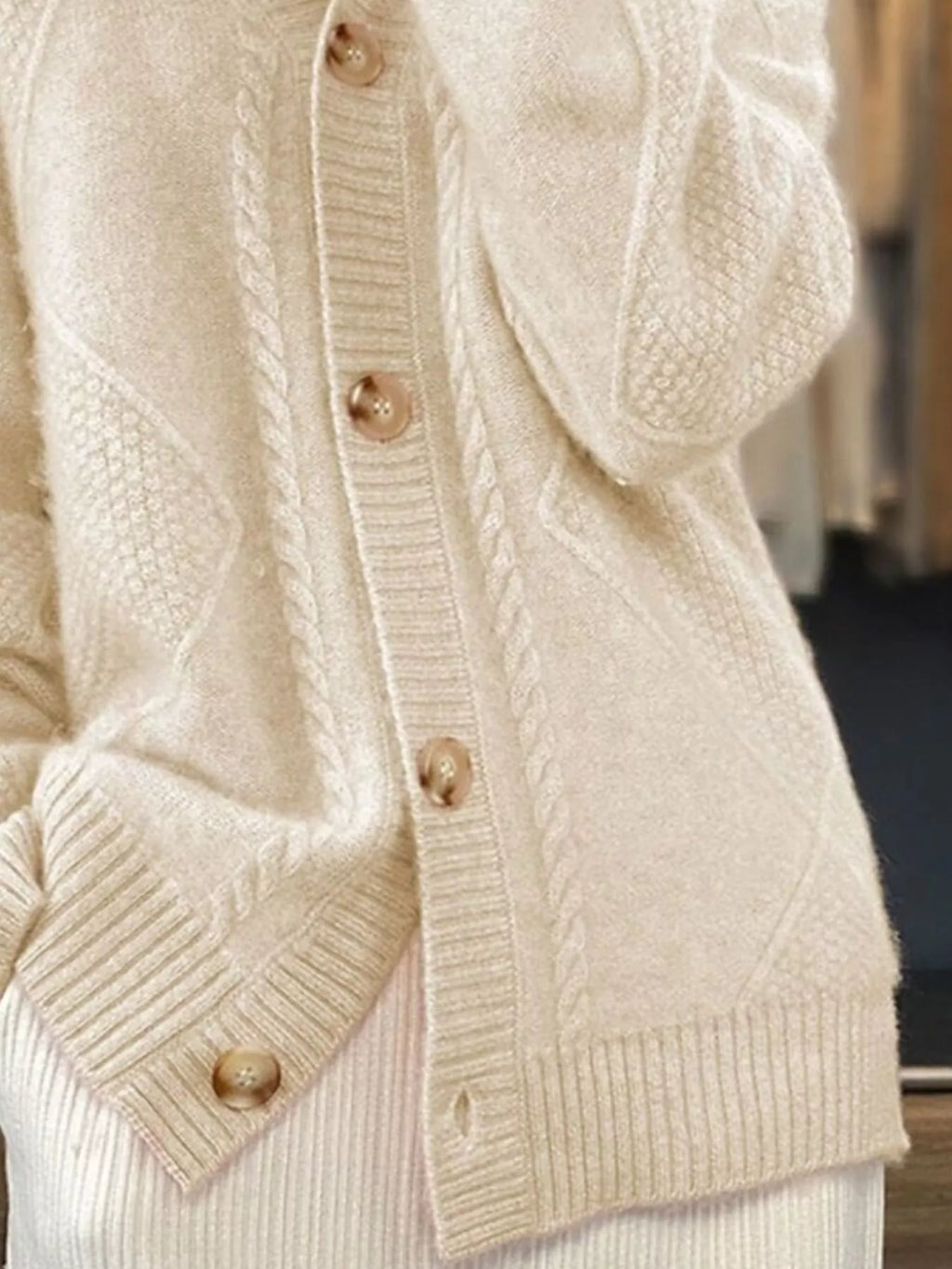 Full Size Textured Knit Button-down Cardigan Plus (3)
