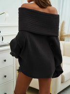 Off-shoulder Extra-long Sleeve Sweater (15)