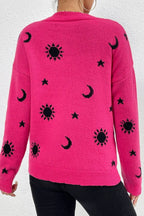 Graphic Mock Neck Dropped Shoulder Sweater (2)