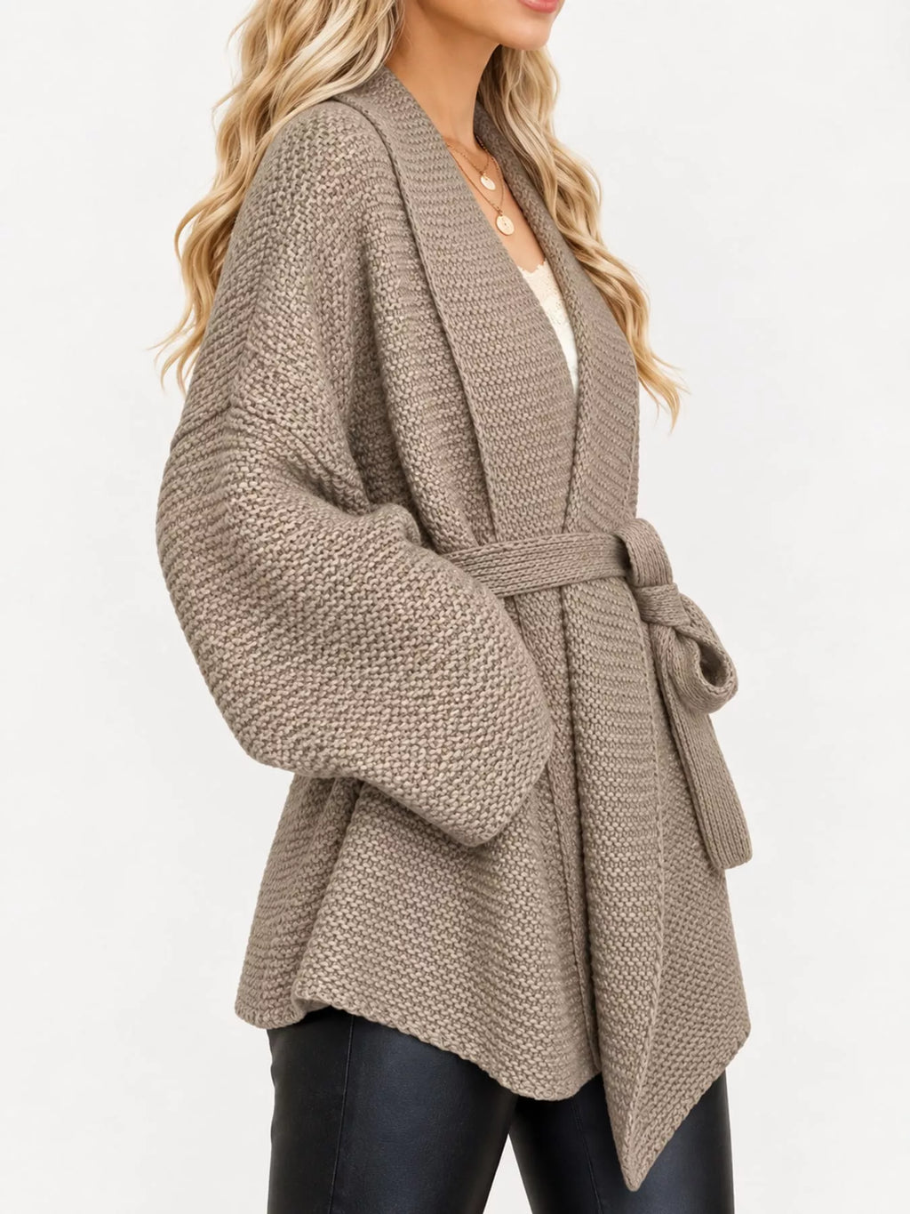 Full Size Belted Open-front Knit Cardigan Plus (2)