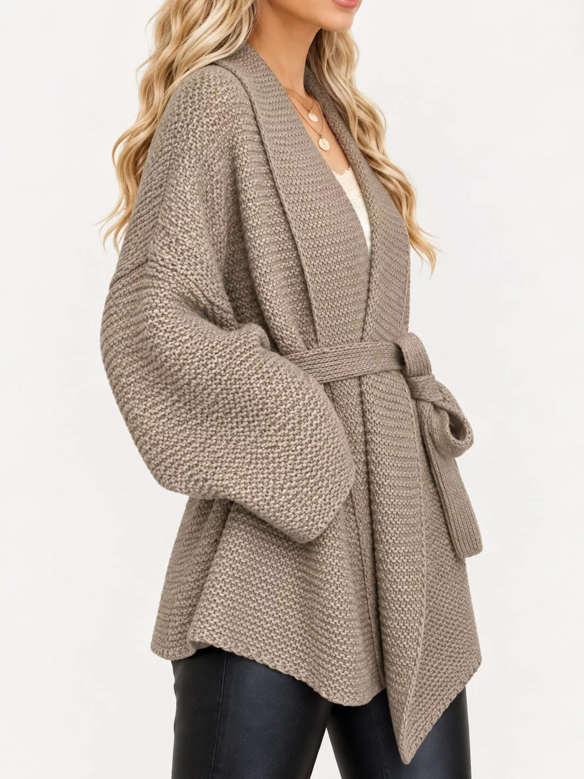 Full Size Belted Open-front Knit Cardigan Plus (2)