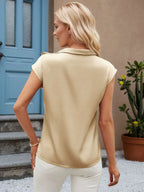 Bow Tie Cap Sleeve Blouse (8)