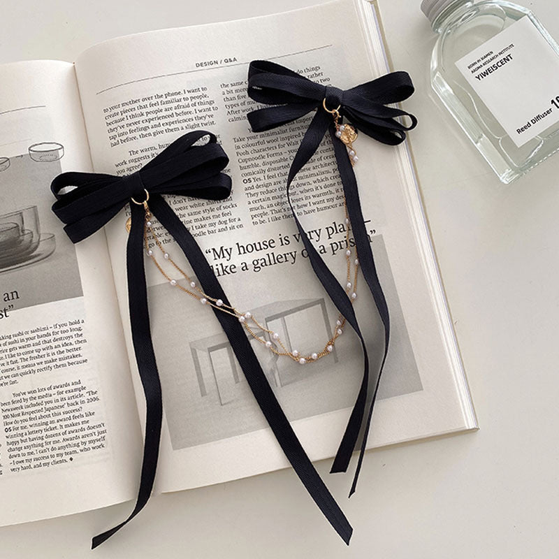 Bow Pearl Fringe Hair Clip variant CJST154063703CX