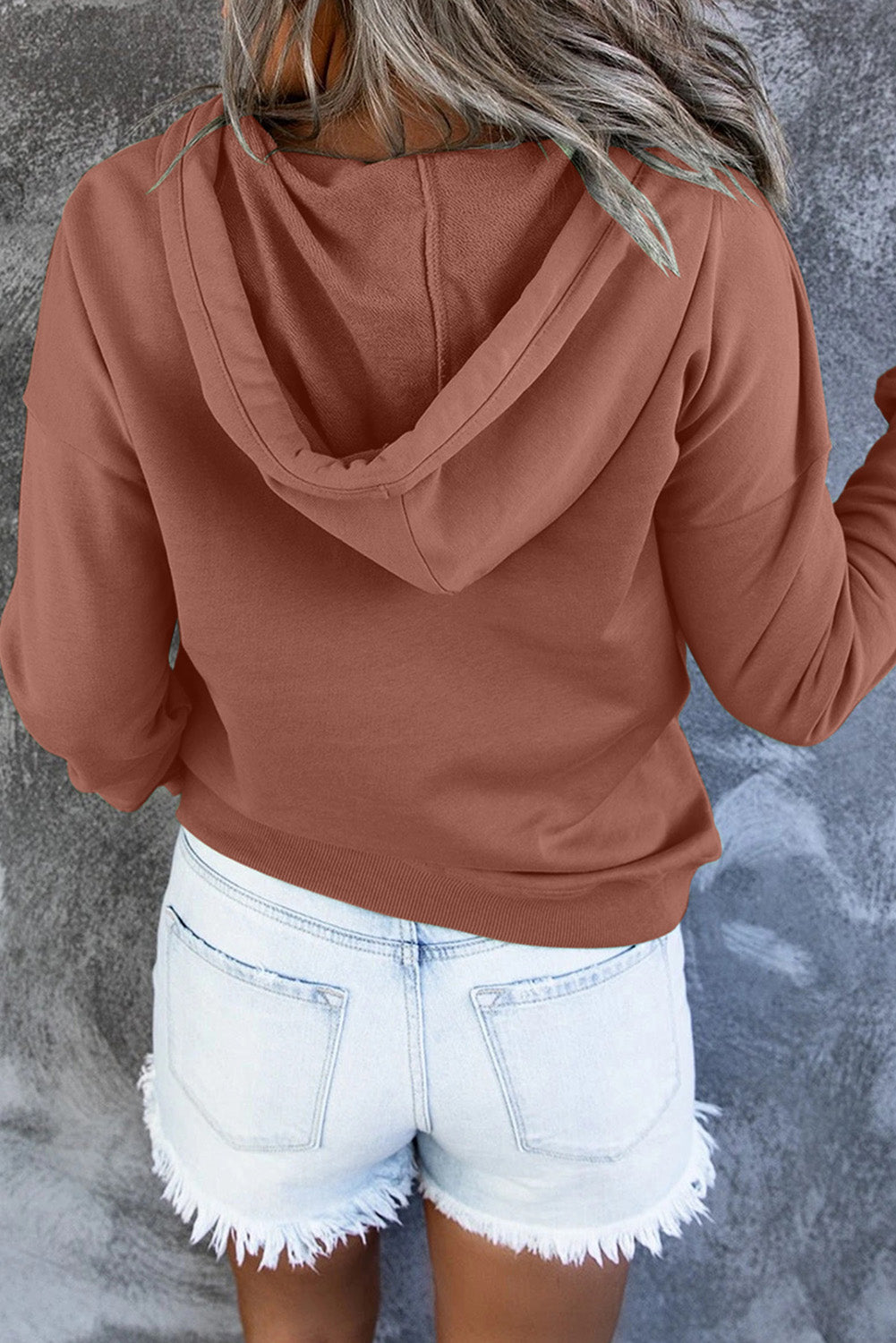 Dropped Shoulder Long Sleeve Hoodie Pocket (24)