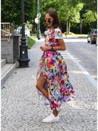 Surplice Short Sleeve Midi Dress (24)