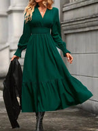 Surplice Long Sleeve Tiered Midi Dress (7)