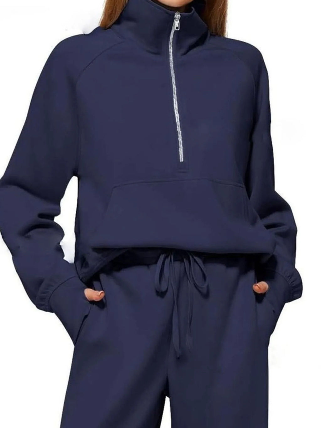Half Zip Long Sleeve Top Pants Set (21)