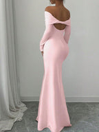 Off-shoulder Ruched Bodycon Maxi Dress (6)