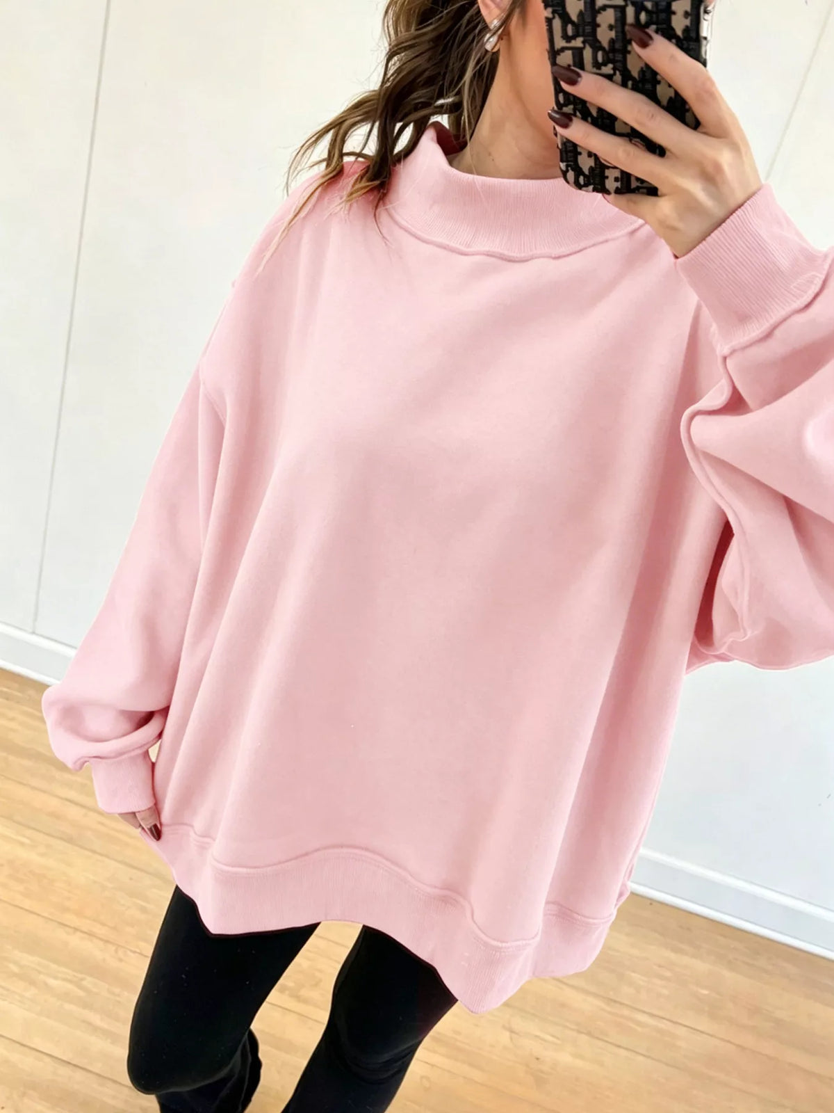 Mock Neck Dropped Shoulder Sweatshirt (13)