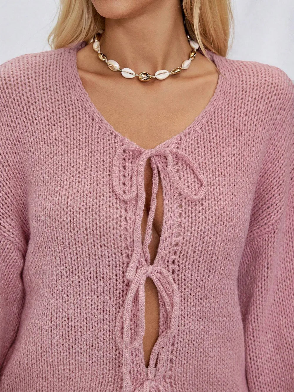 Tied Long Sleeve Dropped Shoulder Cardigan (6)