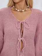 Tied Long Sleeve Dropped Shoulder Cardigan (6)