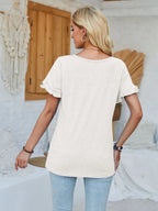 Frill Round Neck Petal Sleeve Blouse (6)