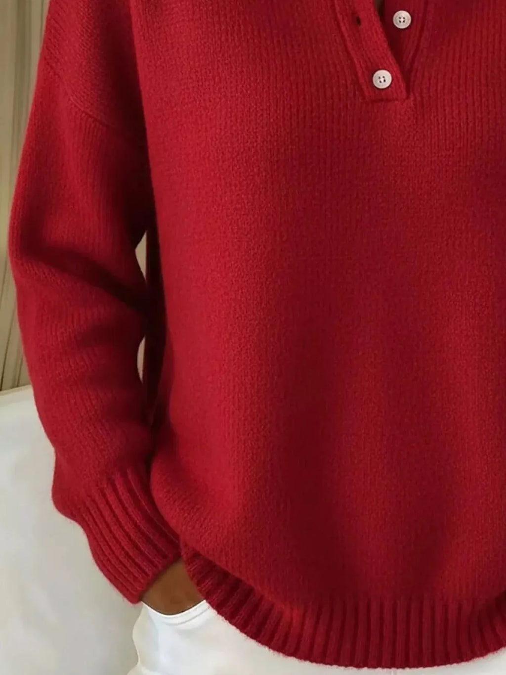 Full Size Button Detail Drop Shoulder Sweater Plus (9)