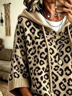 Leopard Print Hooded Knit Sweater (4)