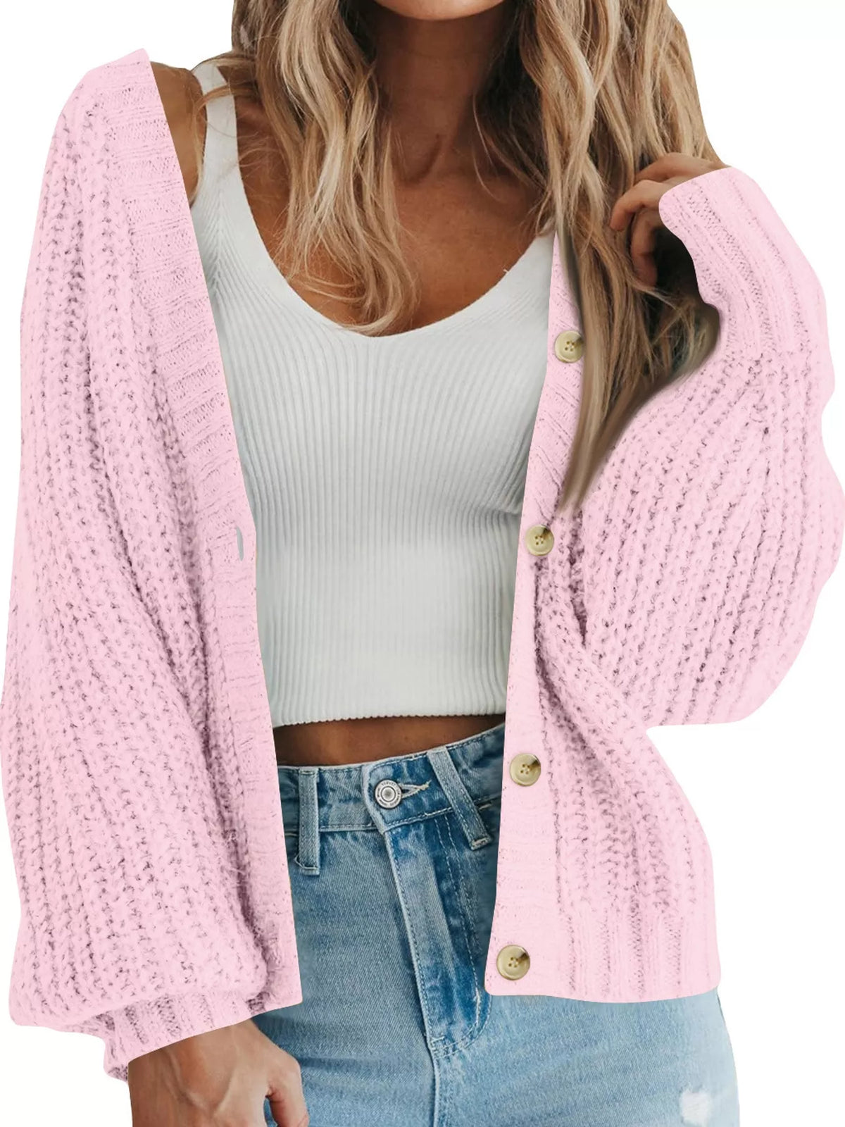 Full Size Chunky Knit Button-down Cardigan Plus (31)