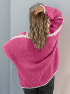 Contrast Open Front Dropped Shoulder Cardigan (9)