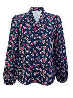 Printed Bow-tie Neck Long Sleeve Blouse (15)