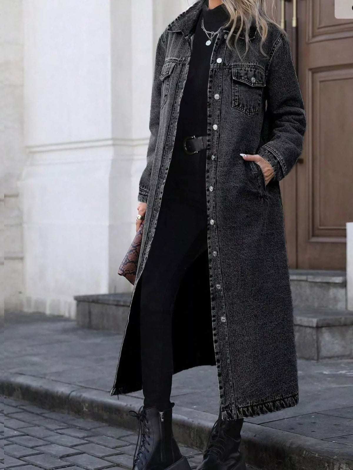 Longline Button-front Denim Jacket (7)