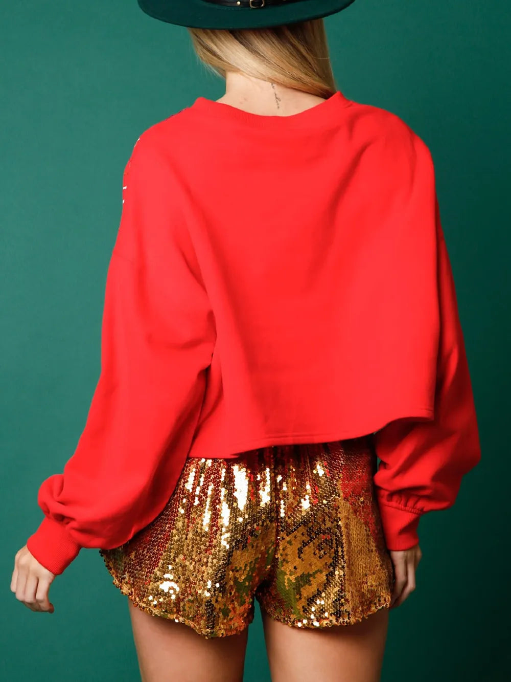 Sequin Round Neck Dropped Shoulder Sweatshirt (6)