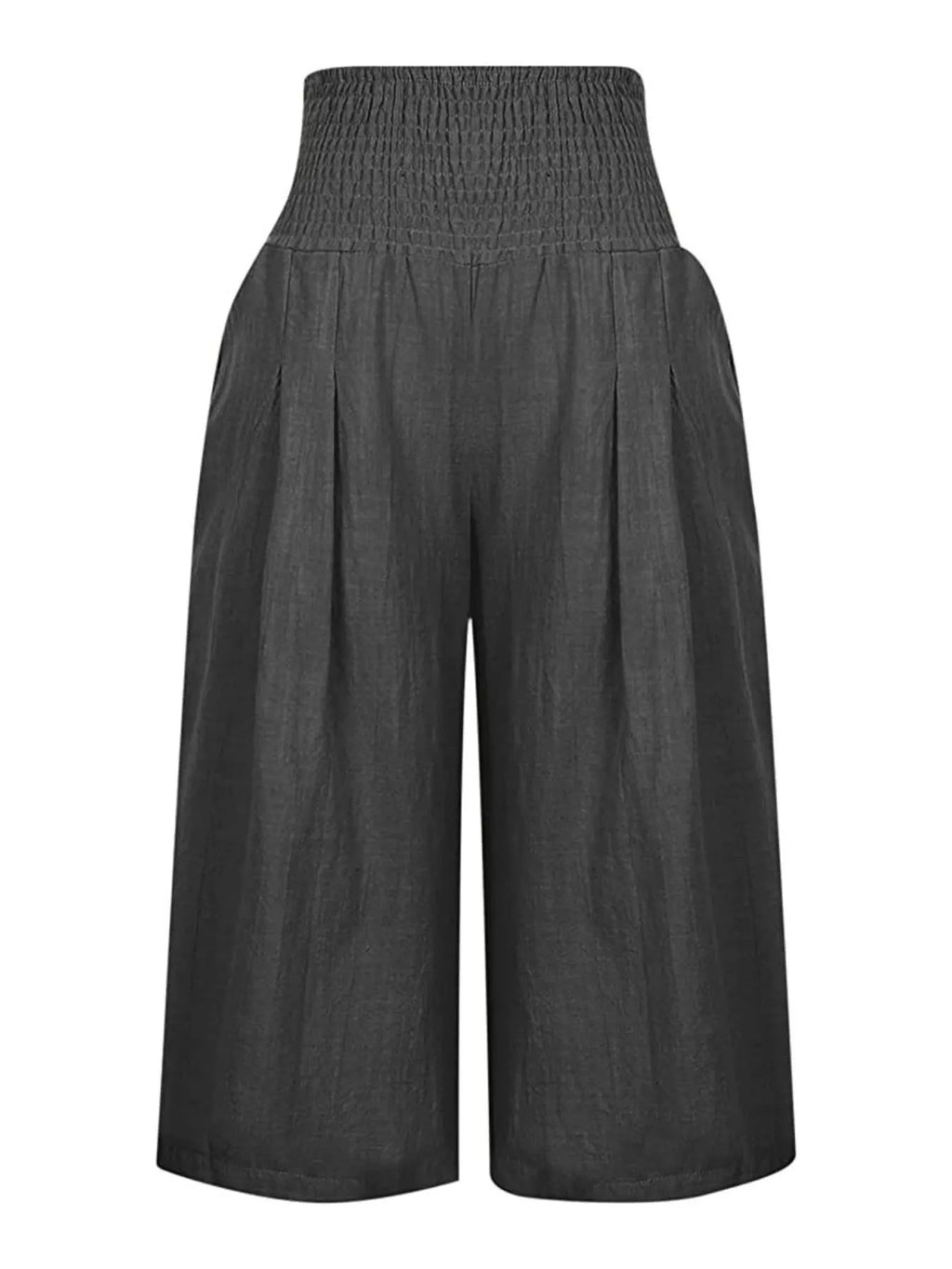 Smocked Wide-leg Capri Pants (5)
