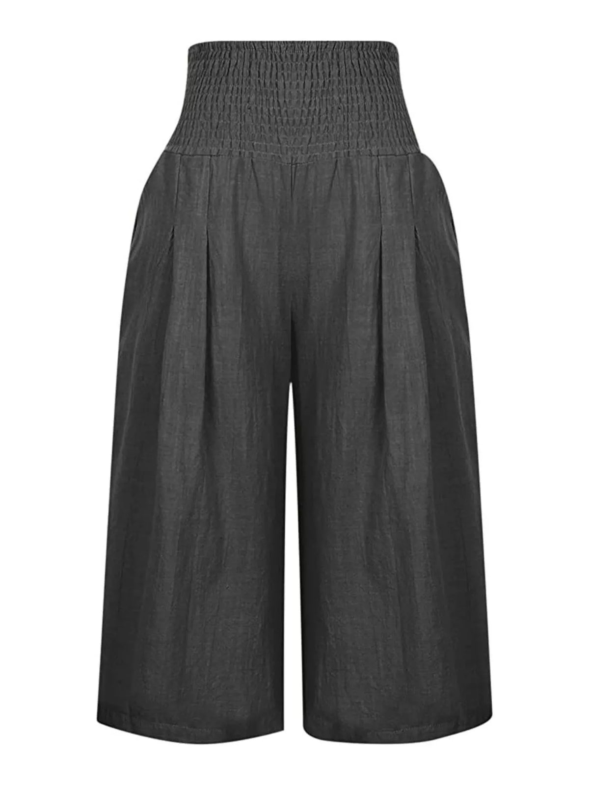 Smocked Wide-leg Capri Pants (5)