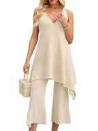 Asymmetrical Hem Top Pants Set (4)
