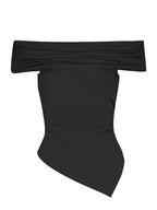 Off-shoulder Ruched Asymmetrical Hem Top (4)