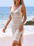 Crochet Tassel Hem Cover-up Dress (2)