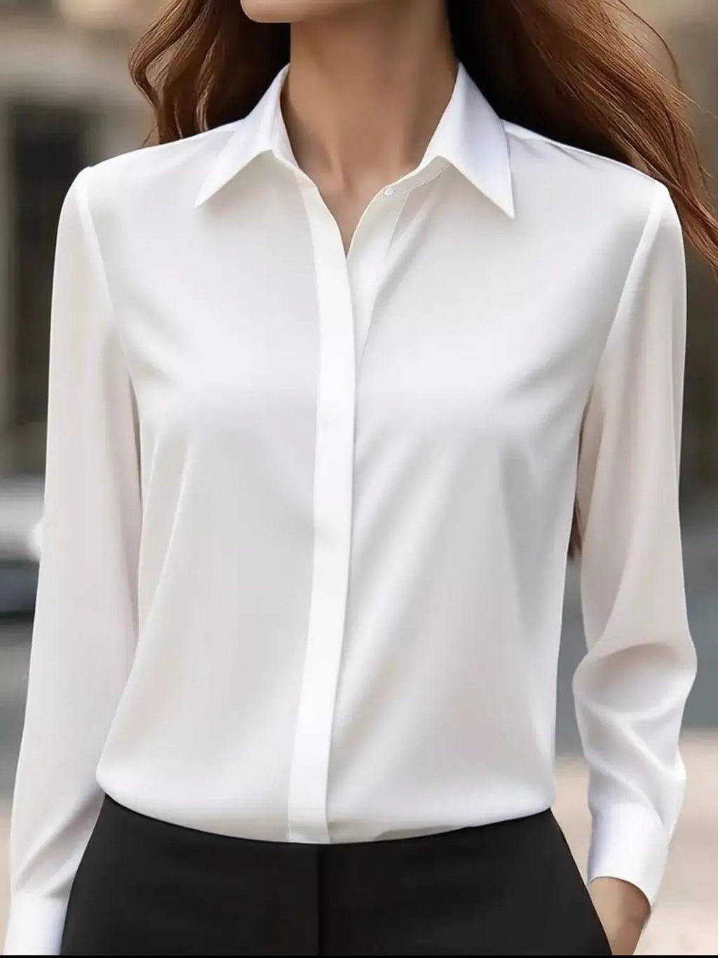 Button Down Collared Neck Long Sleeve Shirt