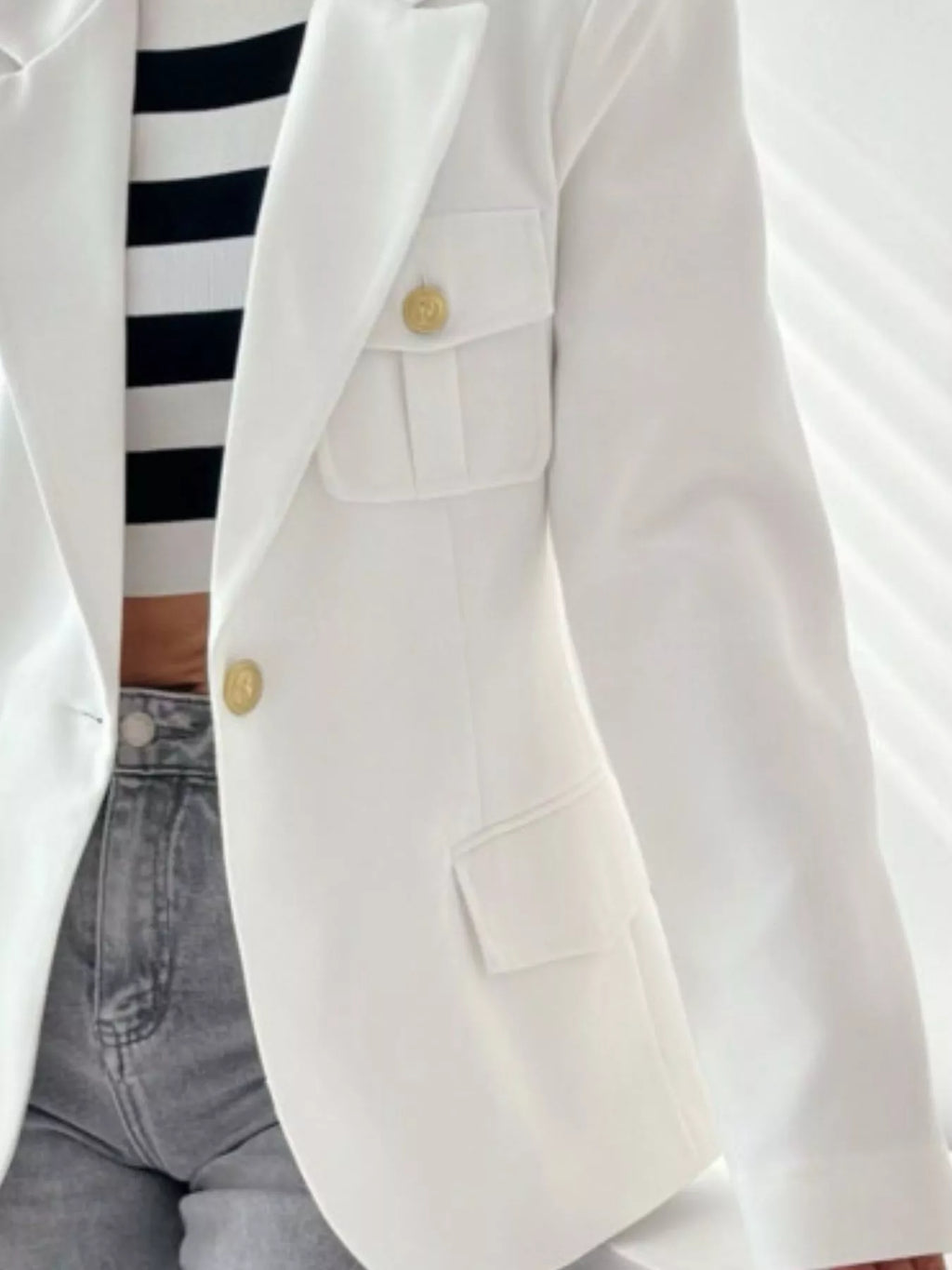 Lapel Collar One Button Blazer (13)