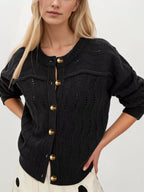 Openwork Button-down Knit Cardigan (8)