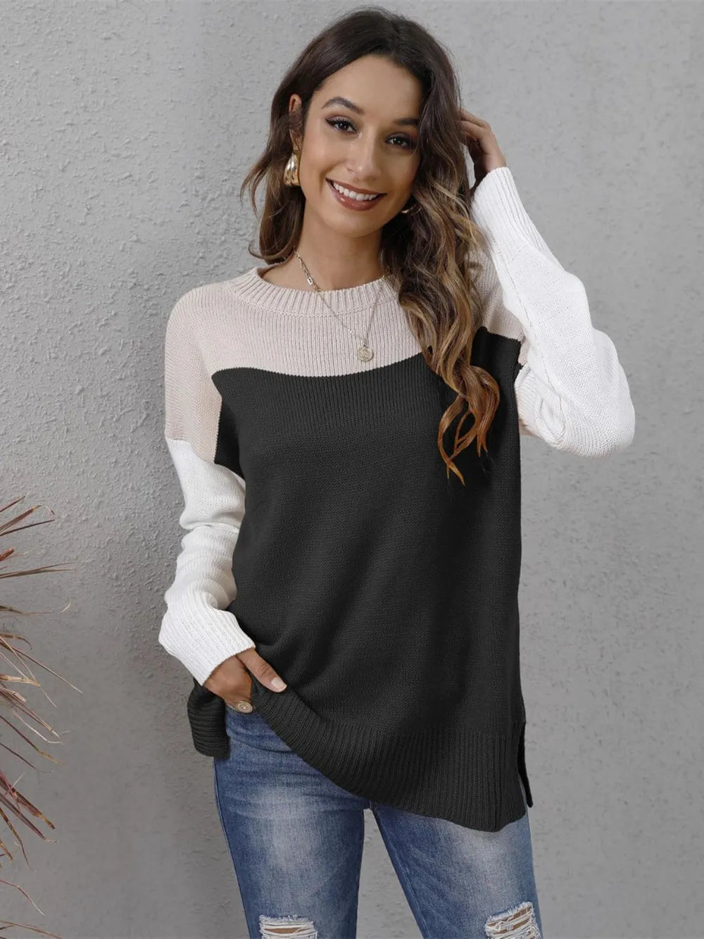 Block Round Neck Sweater (15)