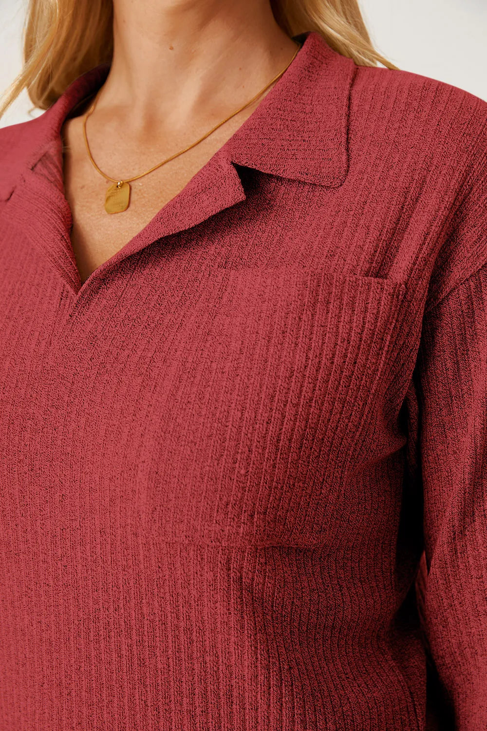 Collared Neck Dropped Shoulder T-shirt (22)