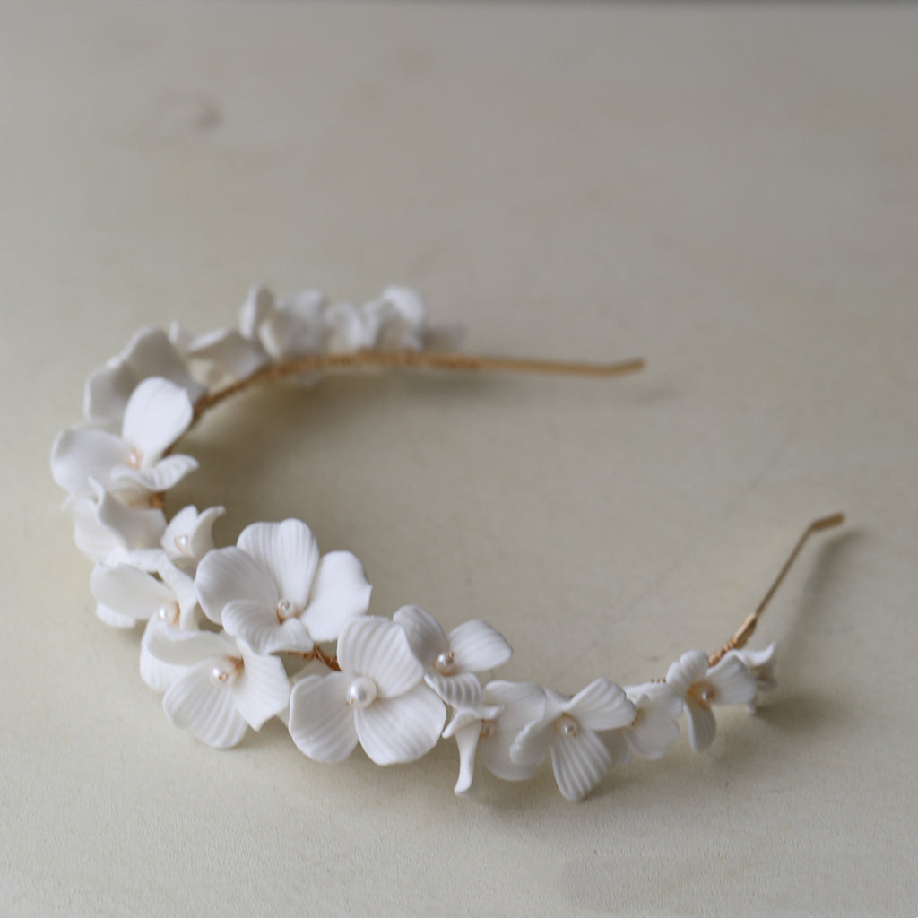 Bridal Simple Ceramic Flower Headband variant CJST161213001AZ