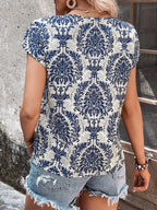 Printed Short Sleeve Blouse (2)